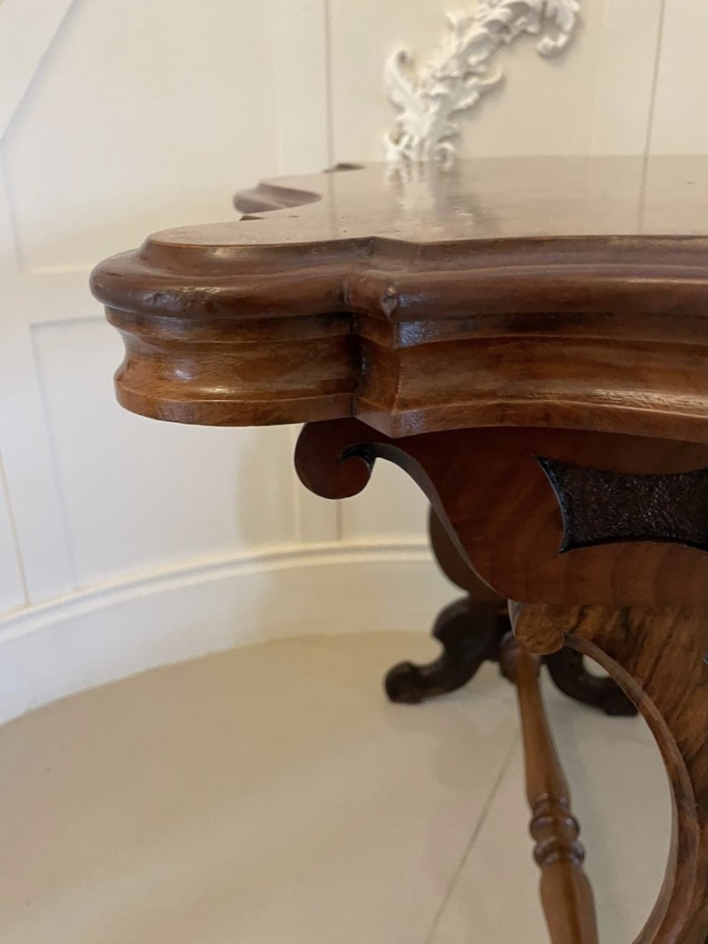 Antique Victorian Quality Burr Walnut Shaped Centre Table - Image 6